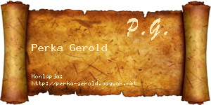 Perka Gerold névjegykártya